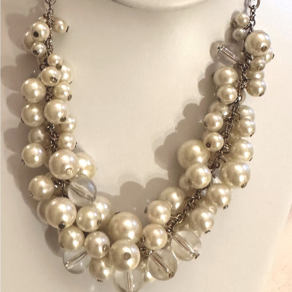Pearls,Glass,Necklace ⬇️💲💙 16"- 19" Sparkly,FAUX ,Bright pearls/BinaryMenWomen
